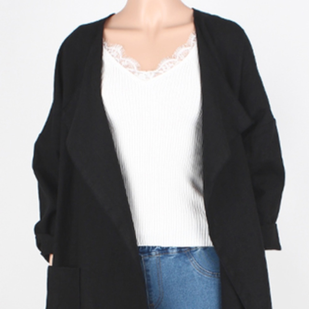 Linen Black duffle coat spring os small med
